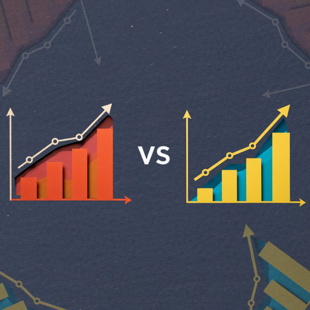 A side-by-side comparison chart showing financial growth and cost-saving trends when switching to outsourced accounting services.