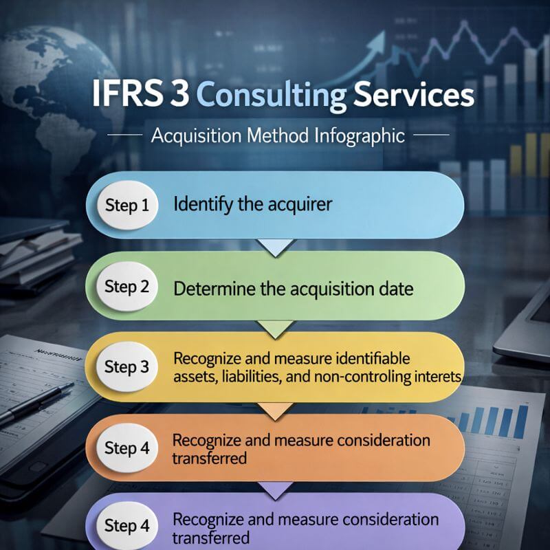 IFRS 3 consulting services explaining the acquisition method under business combination standards