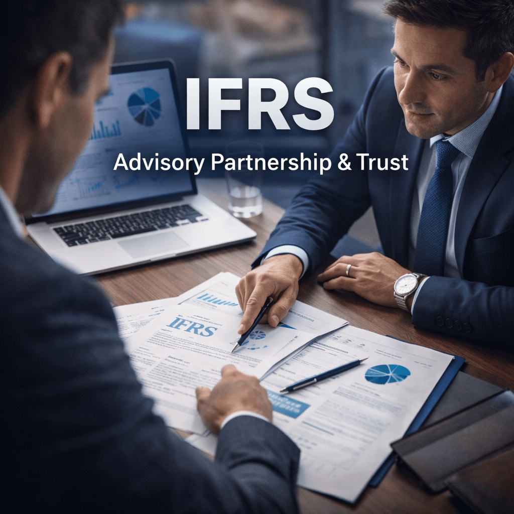 IAS 36 advisory services consultation scene with financial expert reviewing impairment documents with client