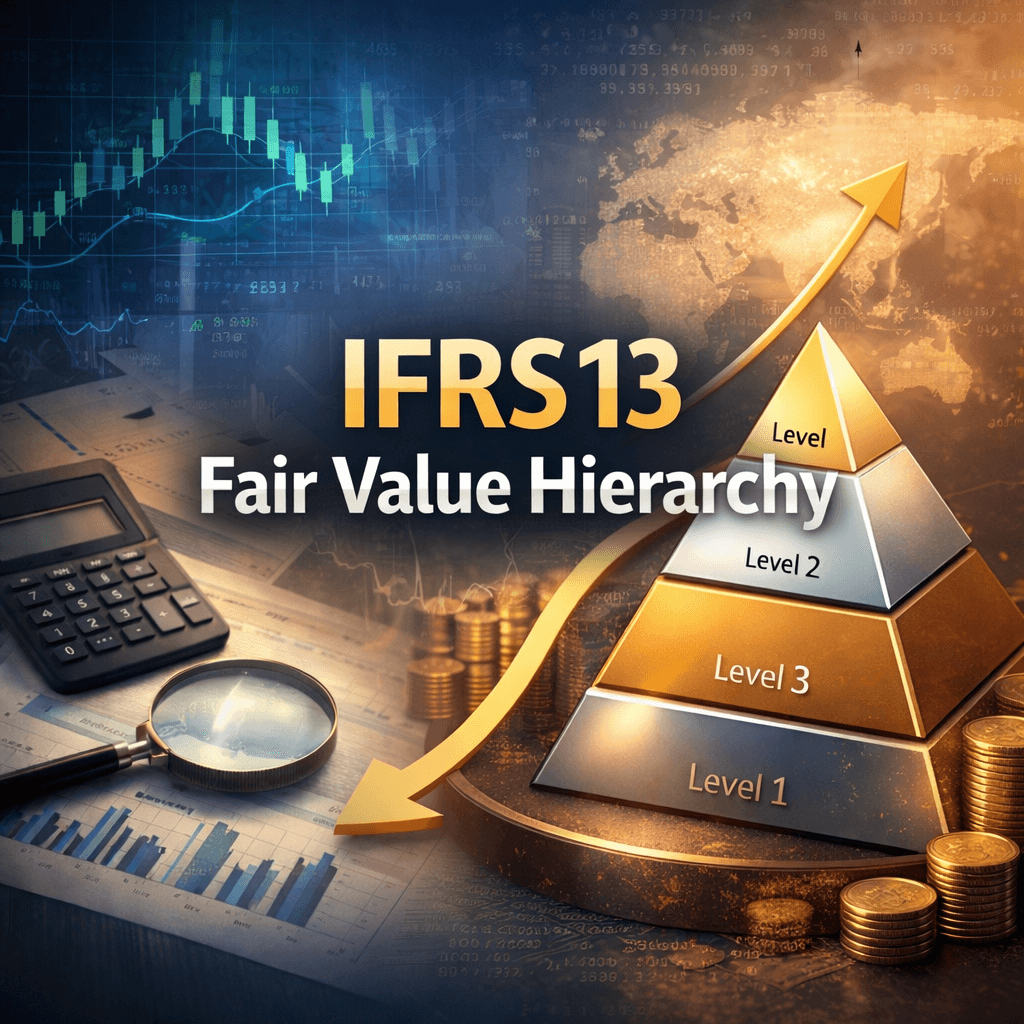 IFRS 13 fair value hierarchy illustration showing Level 1, Level 2, and Level 3 inputs used in IFRS 13 valuation services.