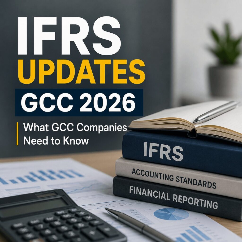 Professional IFRS updates GCC 2026 featured image with accounting documents, financial reports, and compliance concept representing new GCC reporting standards.
